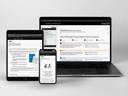 Screenshots on various devices of CliftonStrengths Coaching Starter Kit (Digital).
