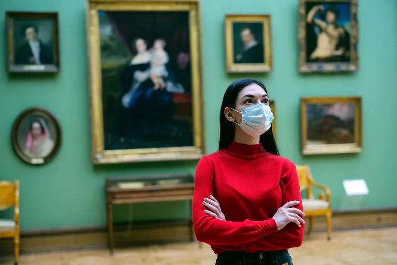 Woman in Coronavirus Face Mask