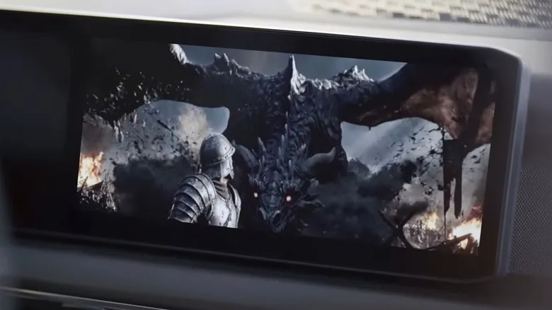 Google Android Auto screen YouTube with dragon scene onscreen.