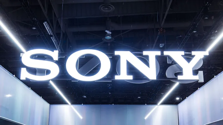The Sony logo lit up at an event