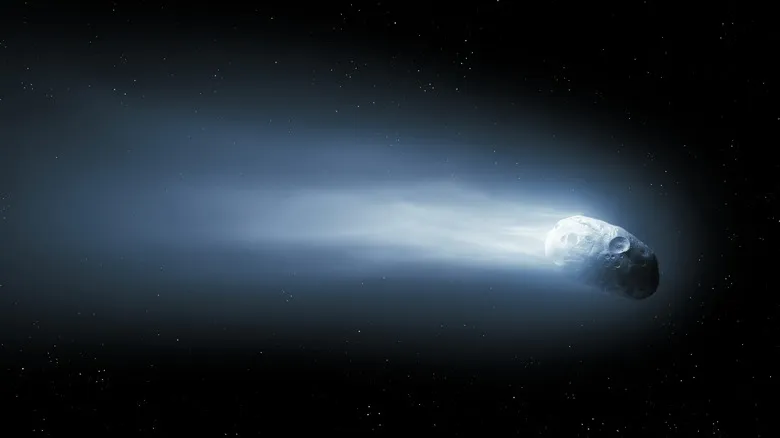 illustration of comet flying thru space