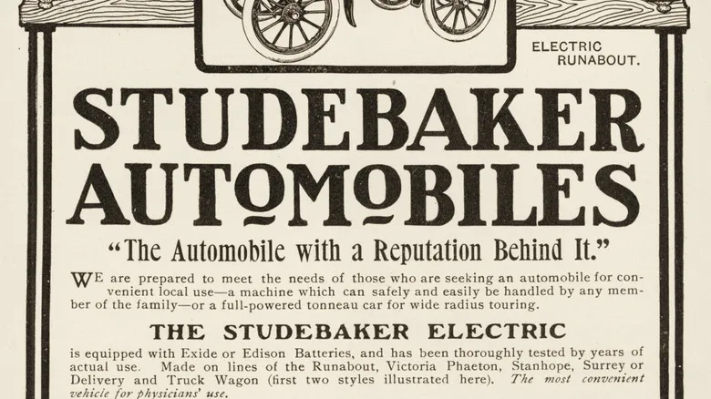 a flyer from Studebaker Automobiles talking about their electric vehicles