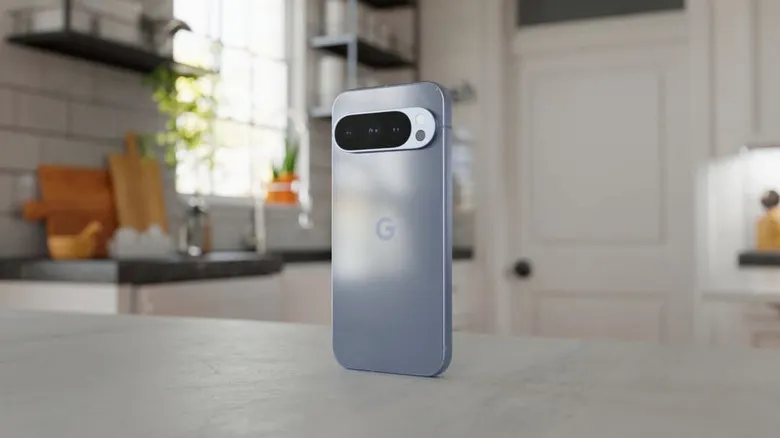 The Pixel 10 Pro XL on a countertop