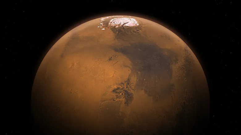 Mars image showing polar ice cap