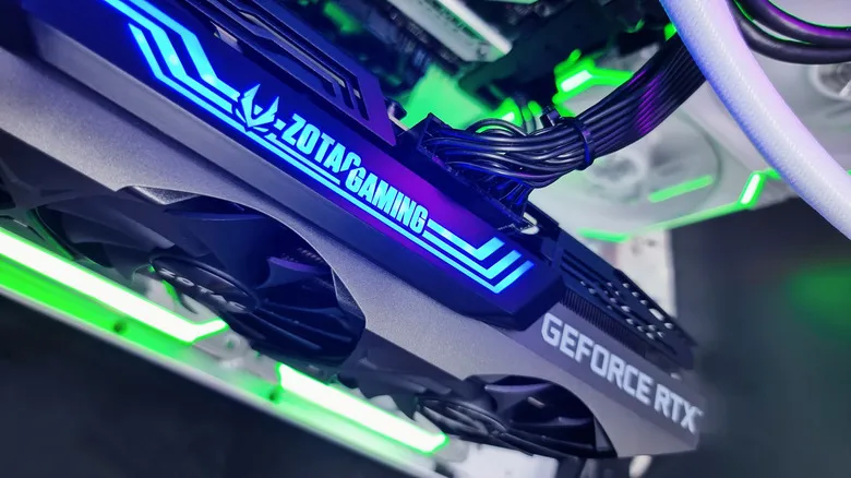 A Zotac RTX GPU installed in a PC
