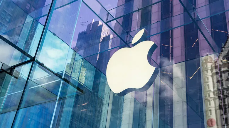 Apple logo outside of Apple retail store