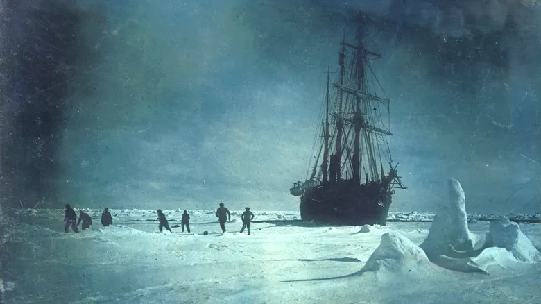 colorized photograph of the wreck of the Endurance