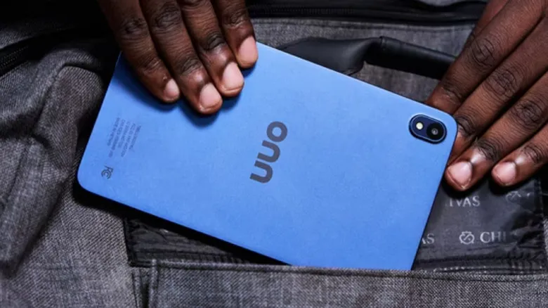 An Onn Walmart tablet being inserted into a bag